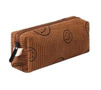 Estuche ligero y estético para bolígrafos, oficina, universidad, escuela, bolsa de almacenamiento, organizador, bolsa de maquillaje, bolsa de cosméticos para niñas y niños (sonrisa-marrón)