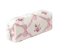 Estuche ligero y estético para bolígrafos, oficina, universidad, escuela, bolsa de almacenamiento, organizador de maquillaje, bolsa de cosméticos para niñas y niños (flores y lazo)