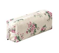 Estuche ligero y estético para bolígrafos, oficina, universidad, escuela, bolsa de almacenamiento, organizador de maquillaje, bolsa de cosméticos para niñas y niños (flores-rosa)