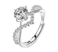 Estuche limpiador de joyas de oro chapado redondo con compromiso promise anillos de cumpleaños para bodas (plata de un tamaño) con perlas anillos, talla única, Metal, Sin piedras preciosas