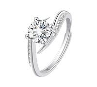 Estuche limpiador de joyas de oro chapado redondo con compromiso promise anillos de cumpleaños para bodas (plata de un tamaño) con perlas anillos, talla única, Metal, Sin piedras preciosas