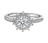 Estuche limpiador de joyas de oro chapado redondo con compromiso promise anillos de cumpleaños para bodas (plata de un tamaño) con perlas anillos, talla única, Metal, Sin piedras preciosas