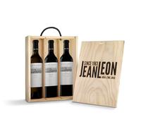Estuche Madera Jean Leon Vinos de Finca. Incluye 3 botellas: Vinya Palau, Vinya Gigi y Vinya Le Havre