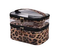 Estuche Maquillaje Viajes multifunción Bolsa de maquillaje transparente Leopardo de moda Bolsa de cosméticos Organizador Organizador Almacenamiento impermeable Fémina Maquillaje Casos Kit Maquillaje M