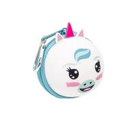 Estuche Mitama MitaBall para Escuela de Niños, en Malla con Forma de Pelota y Lados de Silicona, Unicornio Blanco, Blanco, Transformable, Porta Llaves