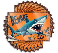 Estuche moderno con letras | Beware of Shark Attack Book Essentials - Paquete de calcomanías (8 x 12 cm)