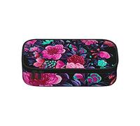 Estuche moderno de mediados de siglo con flores, gran capacidad, organizador de escritorio con cremallera, para niños, niñas, adolescentes, estudiantes