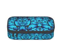 Estuche moderno retro de mediados de siglo con formas de gota, cremallera, para adolescentes, niñas, niños, bolsa de maquillaje para mujeres, accesorio de papelería escolar, Muchas mariposas azules,