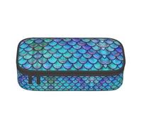 Estuche moderno retro de mediados de siglo con formas de gota, cremallera, para adolescentes, niñas, niños, bolsa de maquillaje para mujeres, accesorio de papelería escolar, Escama de pez verde