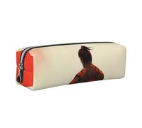 Estuche motivacional Samurai para niños y niñas, estuche de piel de guerrero japonés para escuela, oficina, viajes, organizador portátil de papelería, bolsa de maquillaje, Cremallera plateada, Neceser