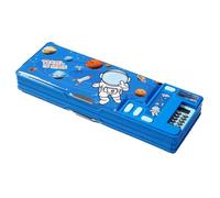 Estuche multifunción Pop Up para lápices con dibujos animados de astronauta, calculadoras, sacapuntas, horario, material escolar, regalo para el comienzo del colegio, organizador compartimentos, azul