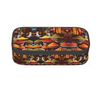 Estuche multifuncional con estampado de especias y condimentos, perfecto para estudiantes, profesionales y viajeros por igual, Black, Talla única, Neceser de maquillaje