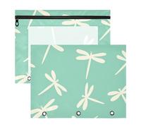 Estuche multiusos con 3 agujeros para cartas de papel A4, paquete de 2 unidades, para estudiantes, oficina, libélula, malvavisco, jade