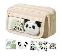Estuche multiusos para bolígrafos de panda, espaciosa caja de lápices con encantador estampado de panda, cuenta con cremalleras fiables, se adapta al maquillaje y manualidades, ideal para estudiantes