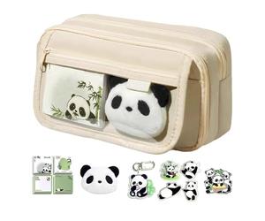 Estuche Multiusos para bolígrafos de Panda, espaciosa Caja de lápices con Encantador Estampado de Panda, Cuenta con Cremalleras fiables, se al Maquillaje y Manualidades, Ideal para Estudiantes