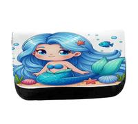 Estuche Neceser DE Lona la Sirenita mar Cuento niños Infantil Dibujos Unisex Negro Bolsa Aseo Multiusos