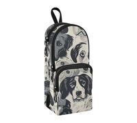 Estuche negro para lápices con diseño de perros tristes, bolsa de gran capacidad con compartimento para estudiantes, bolsa de papelería, organizador de papelería, estuche para lápices para escuela,