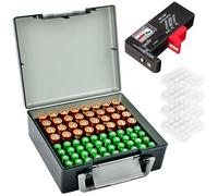 Estuche Organizador de Baterías,Caja de almacenamiento de pilas para 72 pilas AAA y AA,Organizador para Pilas con Comprobador,para el Hogar,Cocina,Almacén(Pilas No Incluidas)
