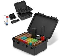 Estuche organizador de baterías con probador de batería pequeño, IP68 resistente al agua, caja de contenedor para 40 pilas AA y 12 AAA y 12 CR2032 CR2025 de litio y 18 pilas LR44/2 D para el hogar