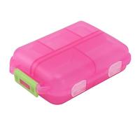 Estuche organizador de caja de medicamentos Funda de plástico impermeable de 10 compartimentos con cierre de hebilla Contenedor semanal para medicamentos portátil para uso (Rosa Roja)