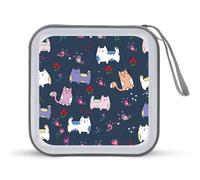 Estuche organizador de CD con diseño de gato con pajaritos, 40 capacidades, colección de DVD, bolsa de almacenamiento, cartera para coche, hogar, viajes