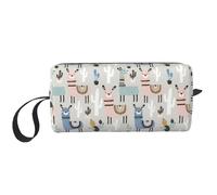 Estuche organizador de cosméticos acolchado de espuma con estampado de cactus de llama, bolsa de viaje ligera para ahorrar espacio