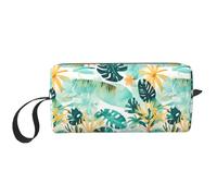 Estuche organizador de cosméticos acolchado de espuma con estampado de paisaje vegetal de playa, bolsa de viaje ligera para ahorrar espacio