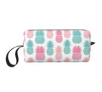 Estuche organizador de cosméticos acolchado de espuma con estampado de piña de colores, bolsa de viaje ligera para ahorrar espacio