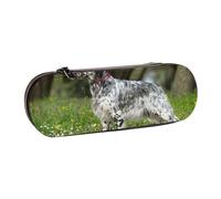 Estuche Organizador de Cuero para Almacenamiento de papelería,Setter inglés césped Mascotas Perros Setter inglés