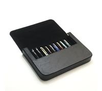 Estuche organizador de cuero para pluma estilográfica con 12 ranuras, hecho a mano, vintage, con estampado de caballo loco, funda protectora para bolígrafos, caja de regalo (negro)