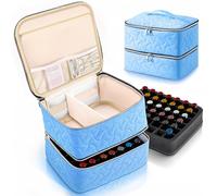 Estuche organizador de esmalte de uñas con capacidad para 42 botellas (15 ml), almacenamiento de esmalte de uñas de doble capa con separadores ajustables, bolsa portátil para lámpara de uñas de gel de