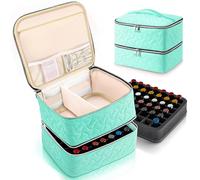 Estuche organizador de esmalte de uñas con capacidad para 42 botellas (15 ml), almacenamiento de esmalte de uñas de doble capa con separadores ajustables, bolsa portátil para lámpara de uñas de gel de