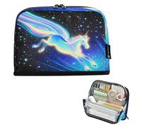 Estuche organizador de gran capacidad de 21 x 15 cm, diseño de unicornios mágicos, nebulosa, para escuela, oficina, viajes