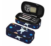 Estuche organizador de lápices con traje espacial de astronauta, sistema solar de planetas del cielo estrellado, bolsa para bolígrafos de dibujos animados, alta capacidad para escuela, oficina, estu