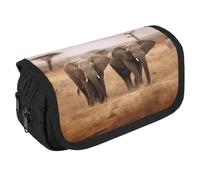 Estuche organizador de lápices de animales salvajes de gran capacidad, bonito estuche para bolígrafos con 3 compartimentos, papelería de oficina, bolsas grandes con cremallera, bolsa de tela para