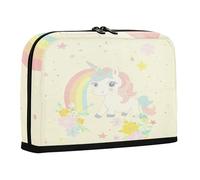 Estuche organizador de lápices de gran capacidad, organizador de escritorio delgado para hombre, suministros escolares, arcoíris pastel, unicornios de ensueño