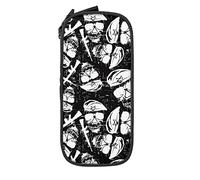 Estuche organizador de lápices negro con diseño de calavera blanca de la muerte, bolsa de cosméticos para escuela media/secundaria, universidad y oficina, color, 5.0cm*10.5cm*20.5cm, Estuche para lápices