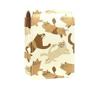 Estuche Organizador de lápiz Labial de Viaje,Bolso de Maquillaje portátil con Espejo,Animal Gato Lindo Gatito