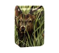 Estuche Organizador de lápiz Labial de Viaje,Bolso de Maquillaje portátil con Espejo,Ciervos Salvajes praderas africanas