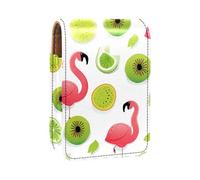 Estuche Organizador de lápiz Labial de Viaje,Bolso de Maquillaje portátil con Espejo,Fruta Kiwi Flamingo Pera