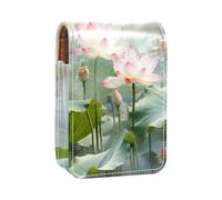 Estuche Organizador de lápiz Labial de Viaje,Bolso de Maquillaje portátil con Espejo,increíble Estanque de lotos