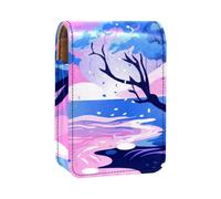 Estuche Organizador de lápiz Labial de Viaje,Bolso de Maquillaje portátil con Espejo,Resumen río Tropical Textura