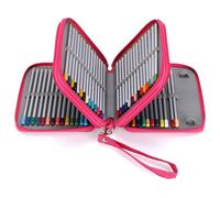 Estuche organizador de lienzo para lápices, asa extraíble para facilitar el transporte. Organizador de lápices de arte con ranuras elásticas para