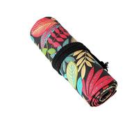 Estuche organizador de lona con 12/24/36/48/72 agujeros con estampado de hojas, 24 agujeros
