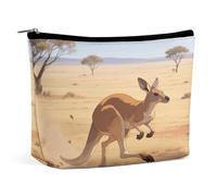 Estuche organizador de maquillaje de viaje impermeable, de piel sintética, canguro, neceser pequeño bonito, bolsa portátil con cremallera para mujeres y hombres, accesorios de viaje