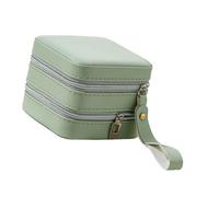 Estuche organizador de viaje de joyería en miniatura de piel sintética para joyas, caja organizadora para accesorios de mujer