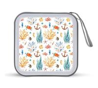 Estuche organizador para CD, diseño de tortuga, caballito de mar, arrecife de coral, ancla de algas marinas, organizador de 40 capacidades, colección de DVD, bolsa de almacenamiento para coche, hogar,