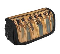 Estuche organizador para lápices de mujer en el antiguo Egipto de gran capacidad, bonito estuche para bolígrafos con 3 compartimentos, papelería de oficina, bolsas grandes con cremallera, bolsa de