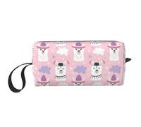 Estuche organizador simple de espuma con estampado de alpaca y llama de dibujos animados, bolsa de viaje ligera para ahorrar espacio