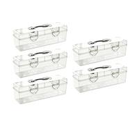 Estuche organizador transparente compacto para herramientas de arte con divisores para bolígrafos y tintas, estuche para suministros de escritura a mano